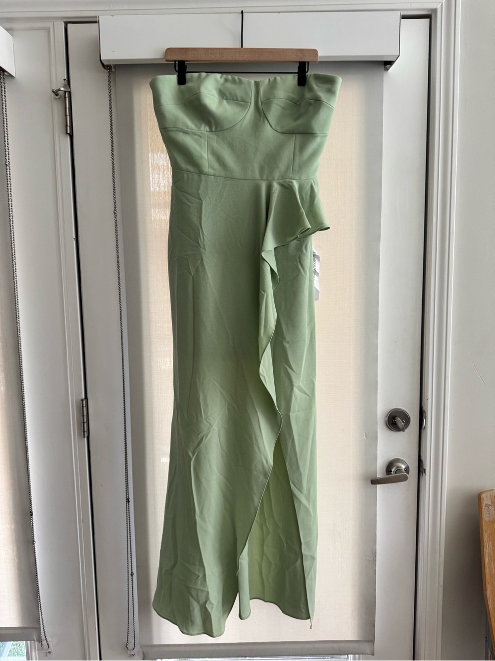 Dress the Population Sage Green Ruffle-Front Maxi Dress